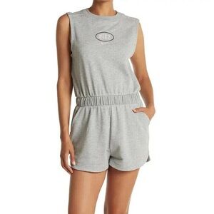 Nike Sweatsuit romper gray sleeveless shorts women’s size medium center swoosh